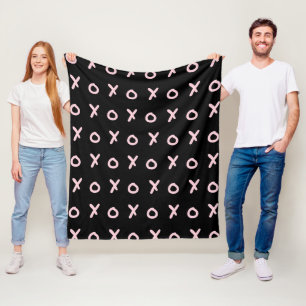 Zwart & Baby Roze X O XO XO's Trendy Schattig XOXO Fleece Deken