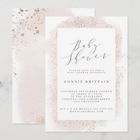 ZWART BABY SHOWER KAART (Voorkant / Achterkant)