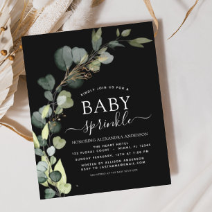 Zwart Baby Strooidouche Eucalyptus Invitation Flyer