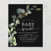 Zwart Baby Strooidouche Eucalyptus Invitation Flyer (Voorkant)