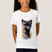 Zwart Baby Wolf cub waterverf kunst schilderij T-shirt (Voorkant)