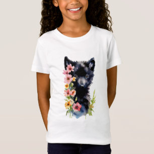 Zwart Baby Wolf cub waterverf kunst schilderij T-shirt