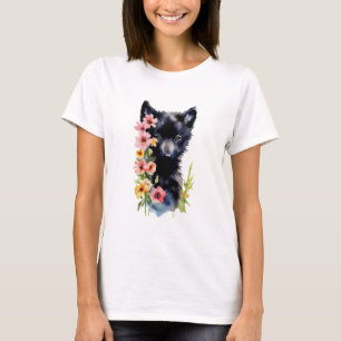 Zwart Baby Wolf cub waterverf kunst schilderij T-shirt