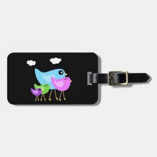 Zwart bagagelabel van vogelfamilie