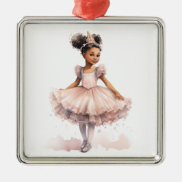 Zwart Ballerina, Bord Roze Tutu, Gouden Kroon Metalen Ornament