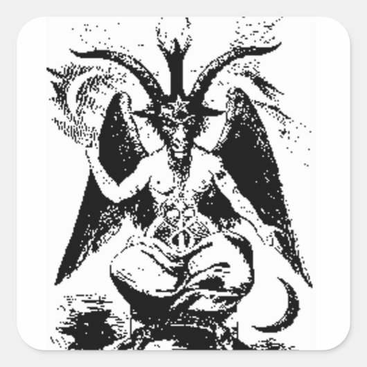  zwart Baphomet Vierkante Sticker (Voorkant)