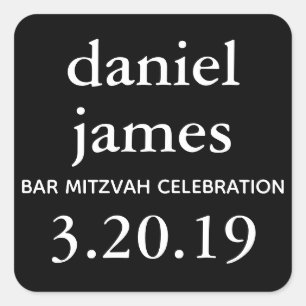 Zwart Bar Mitzvah Favor Tag