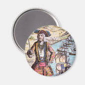 Zwart Bart kleurenportret Magneet (Voorkant / Achterkant)