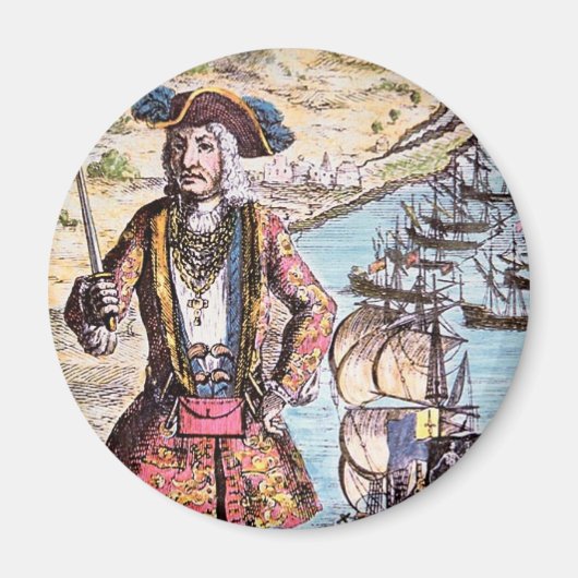 Zwart Bart kleurenportret Magneet (Voorkant)