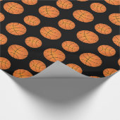 Zwart basketbalpatroon cadeaupapier (Hoek)