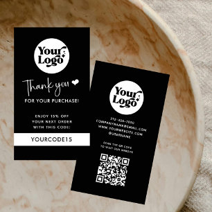 Zwart Bedankt Bestel Business Logo QR Code Retail Kortingskaartje