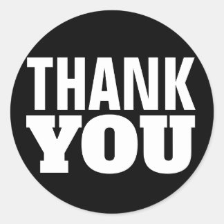 Zwart bedankt ronde sticker