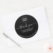 Zwart Bedankt Small Business Logo Round Sticker (Envelop)