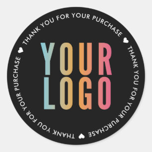Zwart Bedankt voor uw aankoop Zakelijk logo Ronde Sticker