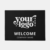 Zwart Bedrijf Logo Modern Welkom Deurmat (Voorkant)