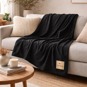 Zwart bedrijf logo op maat gemaakte cadeau voor be fleece deken