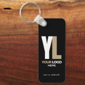 Zwart Bedrijf Logo & QR-Code, Verticaal Bedrijf Sleutelhanger (Voorkant)