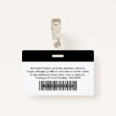 Zwart bedrijfsfotolabel badge (Achterkant met clip)