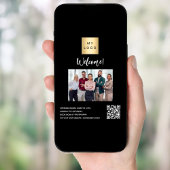 Zwart bedrijfslogo foto welkom QR-code Poster