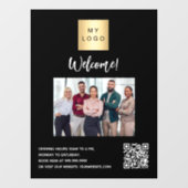 Zwart bedrijfslogo foto welkom QR-code Raamsticker (Vel)