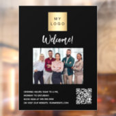 Zwart bedrijfslogo foto welkom QR-code Raamsticker (Vel 2)