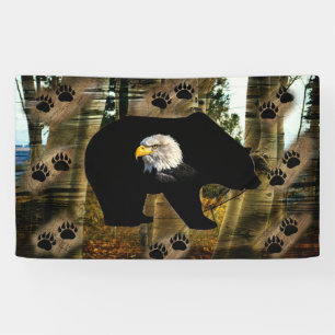 Zwart Beer Bald Eagle Beer Schilder Drukt Wilderhe Spandoek