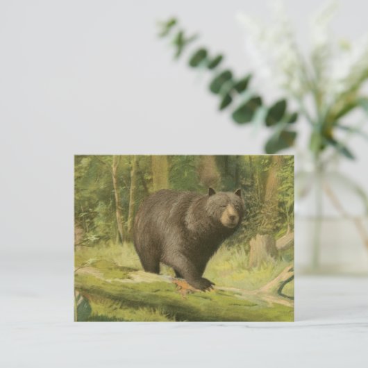 Zwart Beer dat op een boomstam steekt Briefkaart (Staand voorkant)