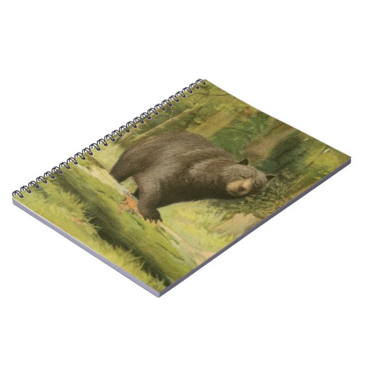 Zwart Beer dat op een boomstam steekt Notitieboek (Linkerzijde)