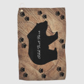 Zwart Beer en Beer poten Golfhanddoek (Voorkant)