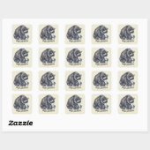 Zwart Beer en vlinder Happy Birthday Vierkante Sticker (Vel)