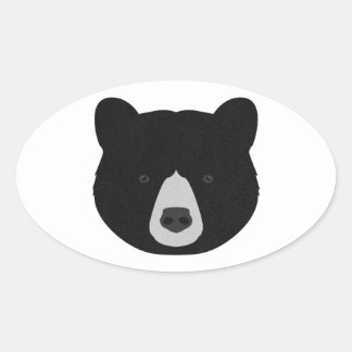 Zwart Beer gezicht Ovale Sticker