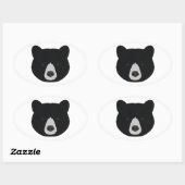 Zwart Beer gezicht Ovale Sticker (Vel)