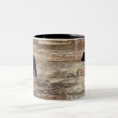 Zwart Beer Hout Schilderen Roestachtige stijl Tweekleurige Koffiemok (Center)