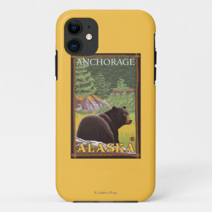 Zwart Beer in de bosbouw - Anchorage, Alaska iPhone 11 Hoesje