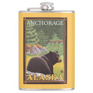 Zwart Beer in de bosbouw - Anchorage, Alaska Heupfles