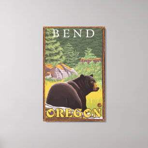 Zwart Beer in de bosbouw - Bot, oregon Canvas Afdruk