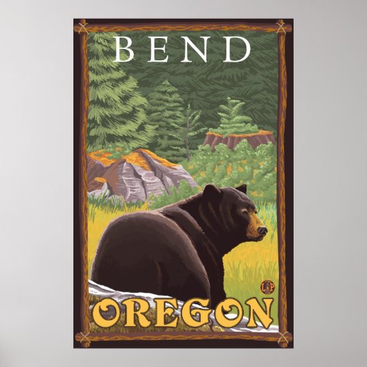 Zwart Beer in de bosbouw - Bot, oregon Poster (Voorkant)