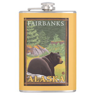 Zwart Beer in de bosbouw - Fairbanks, Alaska Heupfles