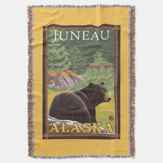 Zwart Beer in de bosbouw - Juneau, Alaska Deken (Voorkant Verticaal)