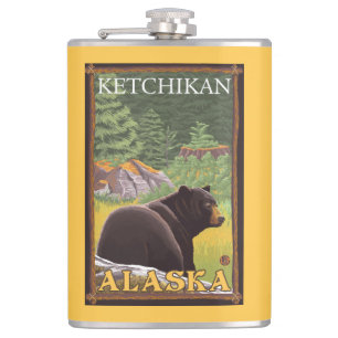 Zwart Beer in de bosbouw - Ketchikan, Alaska Heupfles
