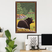 Zwart Beer in de bosbouw - Montana Poster (Thuiskantoor)