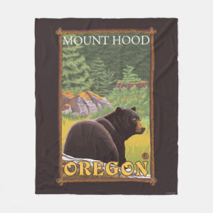 Zwart Beer in de bosbouw - Mount Hood, Oregon Fleece Deken