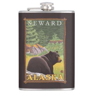 Zwart Beer in de bosbouw - Seward, Alaska Heupfles