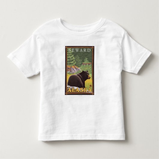 Zwart Beer in de bosbouw - Seward, Alaska Kinder Shirts (Voorkant)