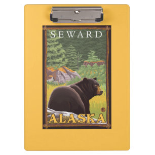 Zwart Beer in de bosbouw - Seward, Alaska Klembord
