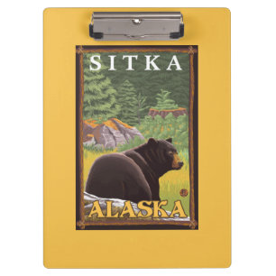 Zwart Beer in de bosbouw - Sitka, Alaska Klembord