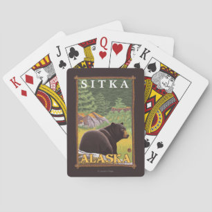 Zwart Beer in de bosbouw - Sitka, Alaska Pokerkaarten