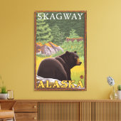 Zwart Beer in de bosbouw - Skagway, Alaska Canvas Afdruk (Insitu (Woonkamer))