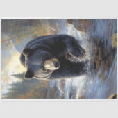 Zwart Beer in een River Illustration Decoupage Tissuepapier (Voorkant)