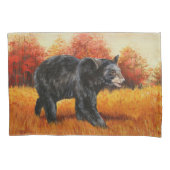 Zwart Beer in Herfstbos Kussensloop (Voorkant-Links)